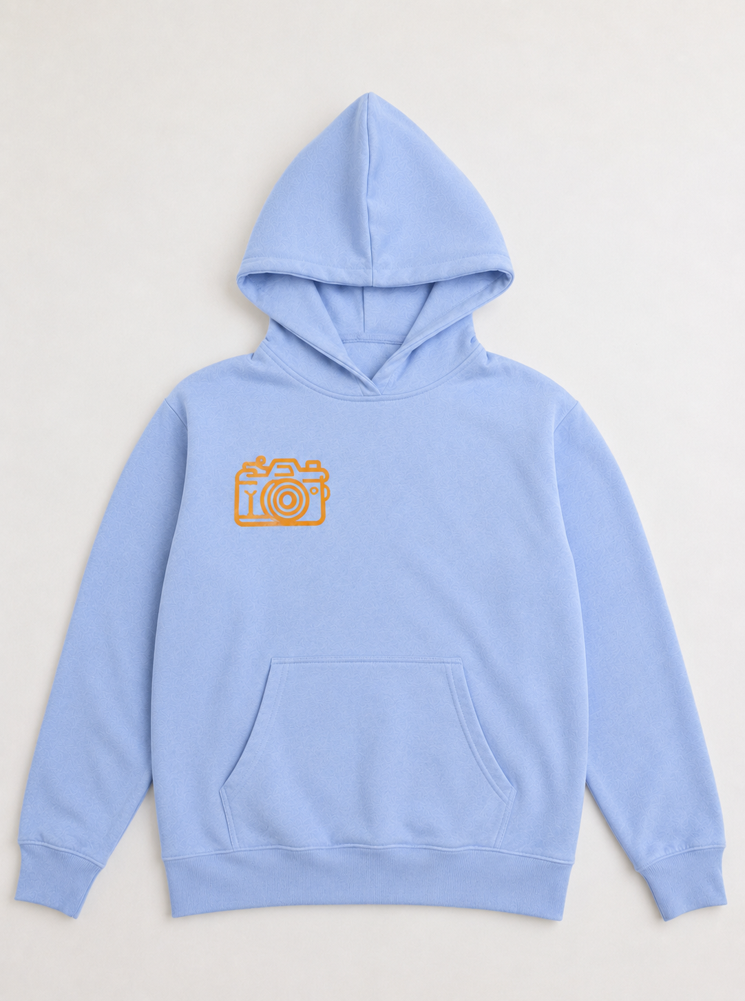 Crystal Blue Hoodie with Skater Orange Graphic
